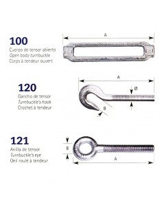 Tensor abierto galvanizado gancho anilla 2