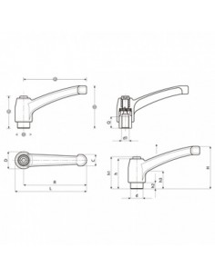 Empuñadura graduable hembra zamak 2