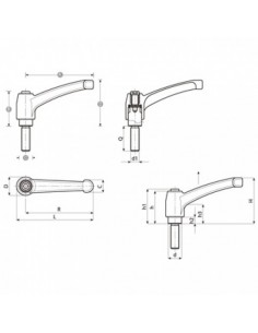 Empuñadura graduable macho zamak 2